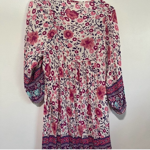 Temofon Floral Midi Dress - Pink and Purple - Picture 2 of 5